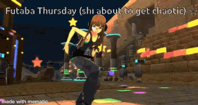 a screenshot of a video game that says futaba thursday on it