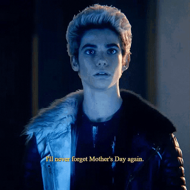 a young man in a fur coat says i 'll never forget mother 's day again