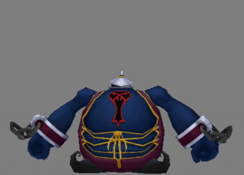 a cartoon character with a huge belly and chains around his arms and legs