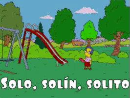 a cartoon of milhouse playing in a park with the words solo solin solito