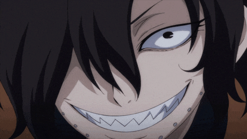 a close up of a cartoon character 's face with a large smile