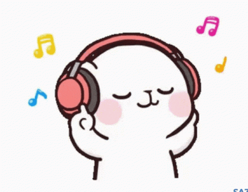 a cartoon drawing of a seal wearing headphones and listening to music .