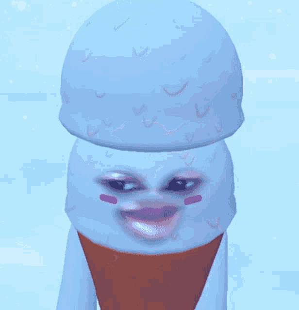 a cartoon ice cream cone with a funny face on it