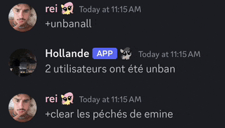 a screenshot of a discord conversation between rei and unbanall