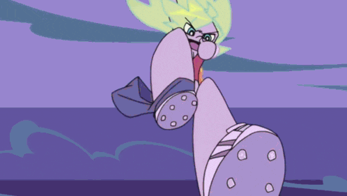 a close up of a cartoon character 's face with a blue eye