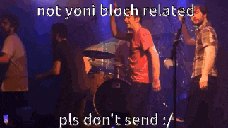 a group of people with their arms in the air with the words not yoni bloch related