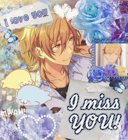 a picture of a boy with a note that says i love you and i miss you
