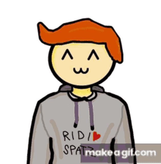 a cartoon character is wearing a hoodie that says ridi spat