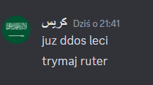 a black background with a green circle with a white arrow pointing to the right and the words juz ddos leci trymaj ruter