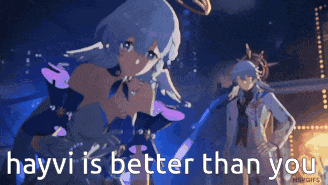 hayvi is better than you is written next to a picture of two anime characters