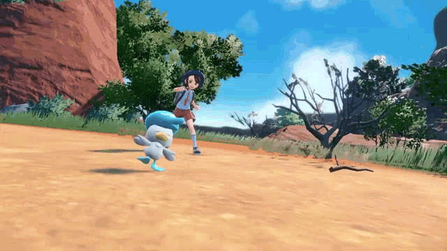 a girl and a duck in a video game