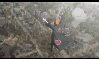 a cartoon character is flying through the air while holding a sword .