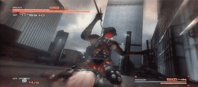 a video game is being played with a character called raiden