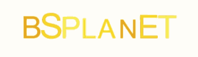 the word bsplanet is written in yellow and orange letters