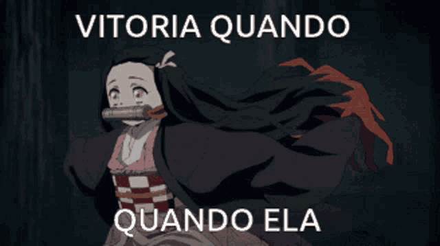 a picture of a girl with the words vitoria quando quando ela on the bottom