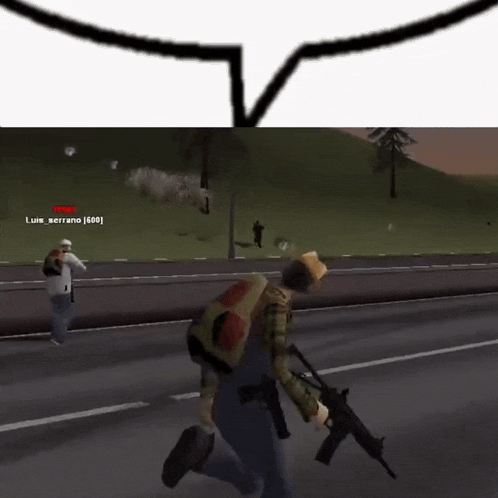 a man in overalls is walking down a road with a backpack on his back