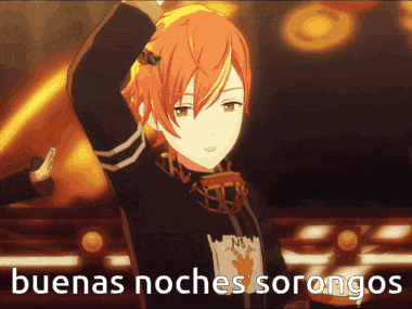 a cartoon character with the words buenas noches sorongos written on the bottom