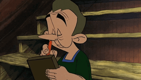 a cartoon drawing of a man holding a box