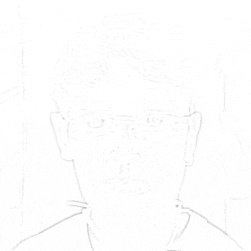 a drawing of a man 's face with glasses and a beard