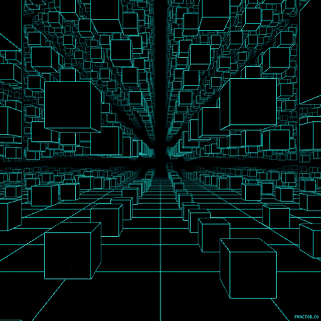 a computer generated image shows a maze of cubes with the letters fnc on the bottom