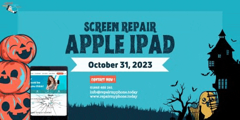 a poster for screen repair apple ipad october 31 , 2023