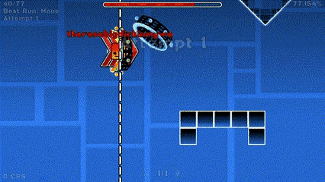a screenshot of a video game with a blue background and a red circle in the middle .