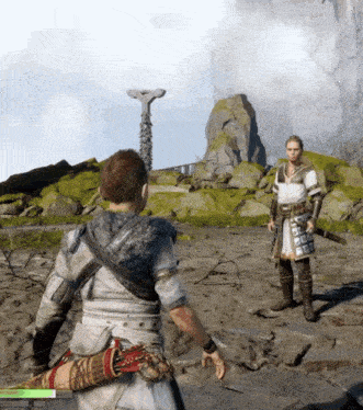 a screenshot of a video game shows a man and a woman