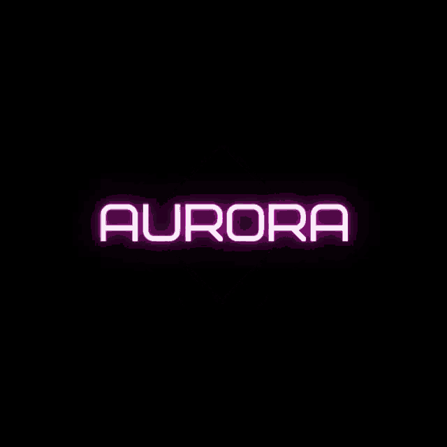 the word aurora is on a purple square