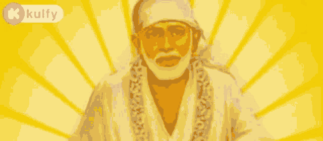 a picture of a man with a beard and a white robe with the words kulfy on the bottom right
