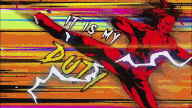 a cartoon of a woman kicking with the words it is my duty