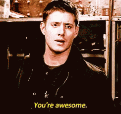 a man in a black jacket says you 're awesome .