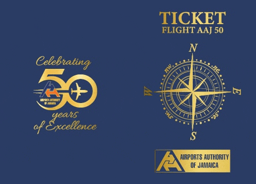 an airports authority of jamaica ticket with a compass