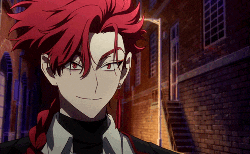 a cartoon character with red hair and a black tie