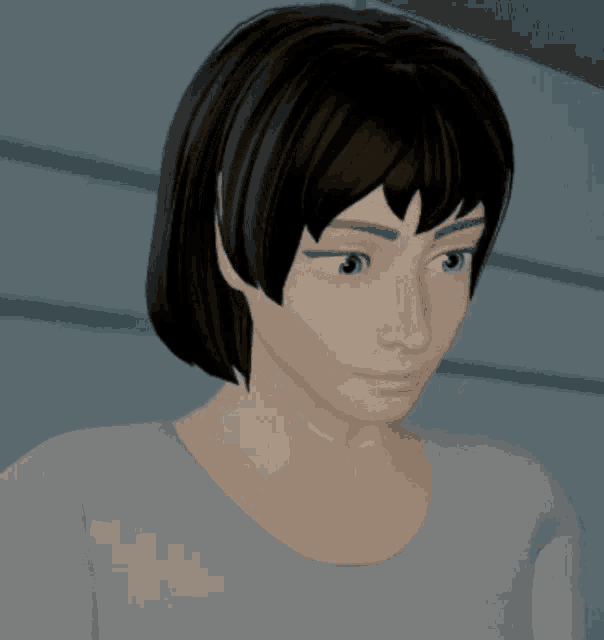 a computer generated image of a woman with short hair
