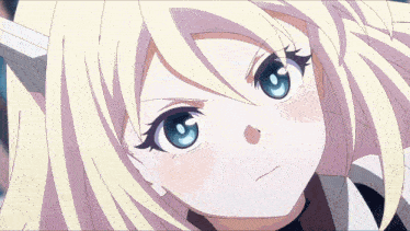 a girl with blonde hair and blue eyes looks angry