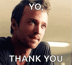 a man is smiling and saying `` yo , thank you '' while looking up .