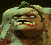 a close up of a cartoon character 's face