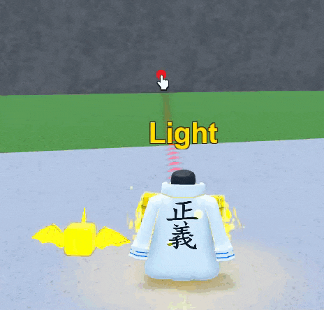 a person in a white cape with chinese writing on the back is standing in front of a sign that says light .