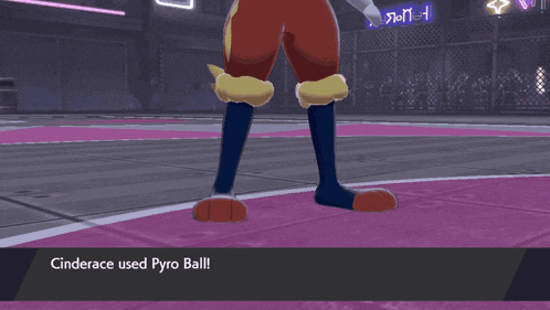 cinderace used pyro ball in a video game scene