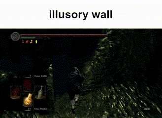 a screenshot of a video game with the words " illusory wall " above it