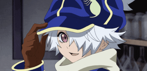 a cartoon character wearing a blue hat and gloves