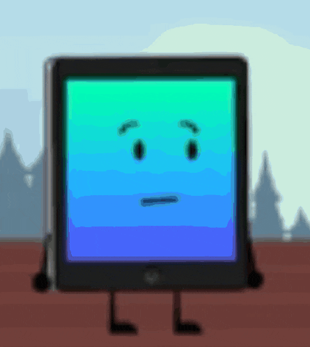 a cartoon drawing of a tablet with arms and legs and a face .