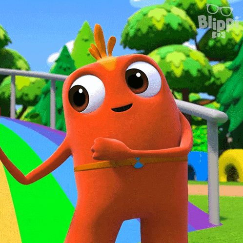 a cartoon character with the word blippi on the bottom left