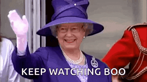 queen elizabeth ii is wearing a purple hat and gloves and waving .