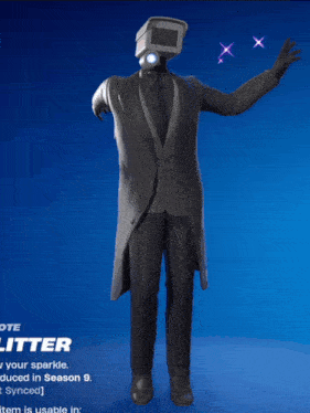 a man in a suit has a camera on his head and the word litter is on the bottom