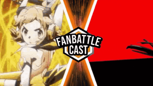 a fan battle cast logo with a picture of a girl on the right