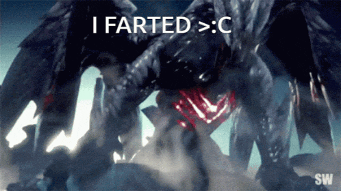 a picture of a monster with the words " i farted > c " above it