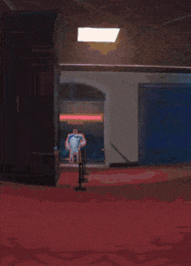 a cartoon of a man in a blue and white superhero costume