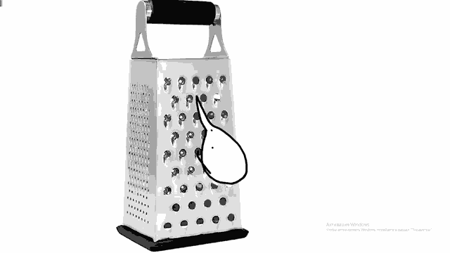a stainless steel grater with holes in it and a black handle