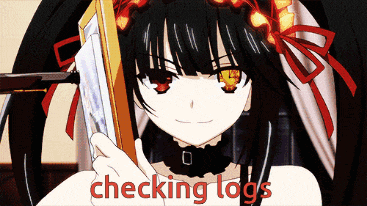 a girl holding a fan with the words checking logs on the bottom right